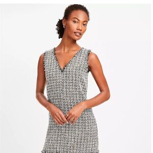 LOFT Black and White Sheath Mini Dress V-Neck Sleeveless